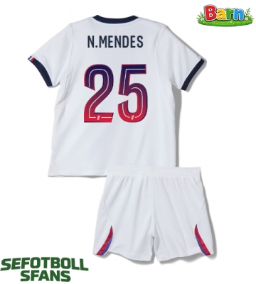 Paris Saint-Germain Nuno Mendes #25 Bortaställ Barn 2026-27 Kortärmad (+ Korta byxor)